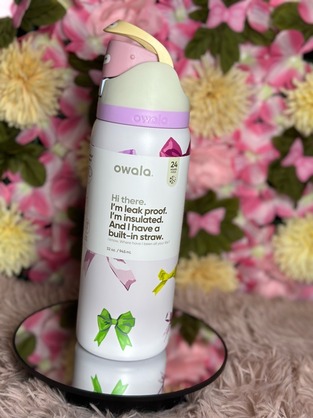 owala Insulated Straw Water Bottle - Pastel Pink, Lavender & Cream